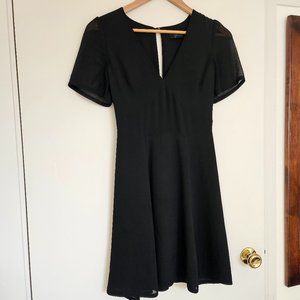 Allsaints black short sleeve V neck mini dress